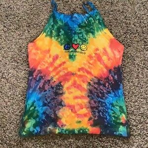 Tie-Dye Rainbow Tank Top with San Francisco Graphic